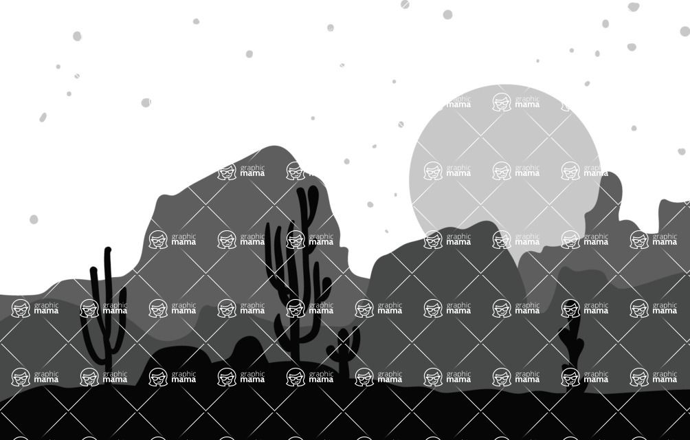 Vector silhouettes - Transparent Desert Landscape Silhouette